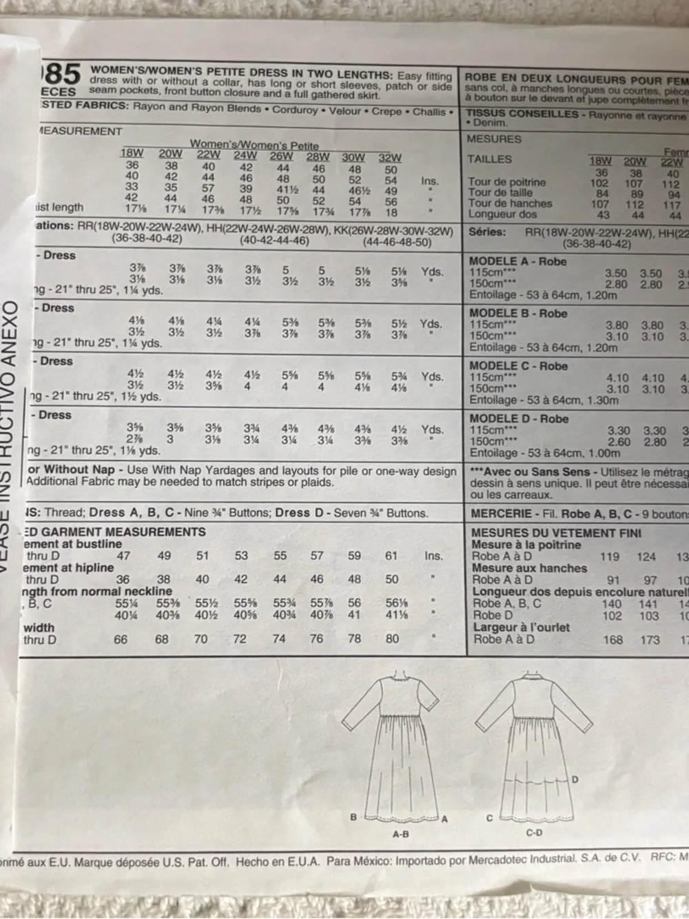 Easy McCalls Woman Style Pattern 2985 KK for Women’s Dress